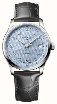 LONGINES Master Collection Automatic (39mm) Light Blue "barleycorn" Dial / Anthracite Leather Strap L29494992