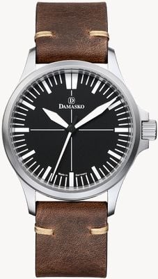 Damasko DK30 Three-Hand Manufacture Automatic (39mm) Black Dial / Vintage Mocha Leather Strap DK30 VINTAGE MOCHA LEATHER