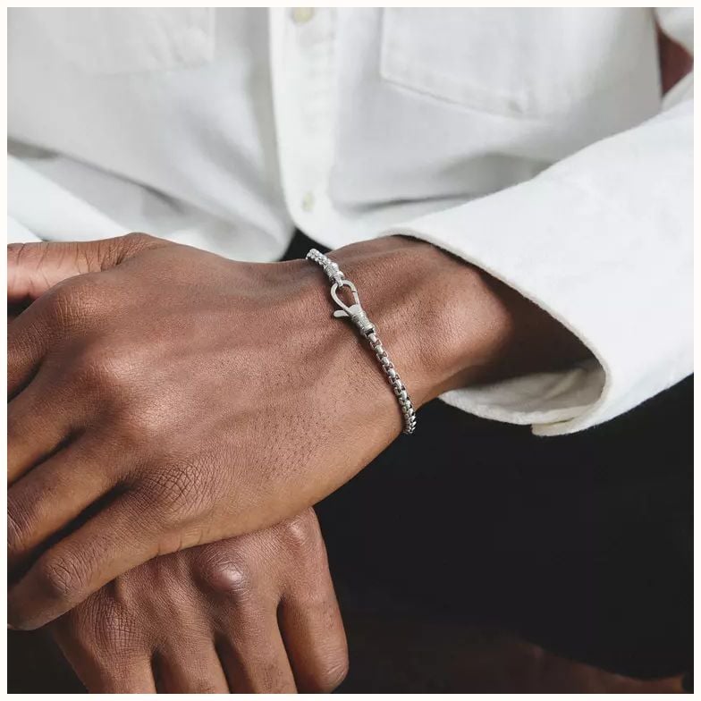 Thomas Sabo Thomas Sabo Rebel Steel Stainless Steel 2.70 mm Box Chain Bracelet (18 cm) A2249-S01-53-L18 - alternate view 4