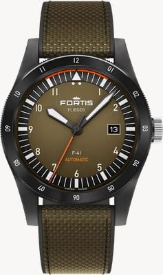 FORTIS Flieger F-41 Werk 7 Automatic Limited Edition (41mm) Tactical Green on Hybrid Strap F4220031