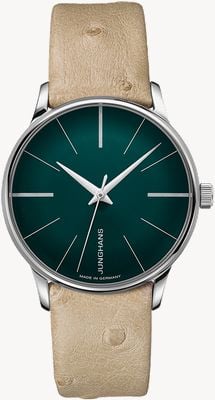Junghans Meister Damen Automatic | Green Dial | Light Brown Ostrich Leather Strap 27/3343.00