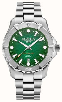 Roamer Men's Deep Sea 200 (43mm) Green Dial / Stainless Steel Bracelet 860833 41 75 71