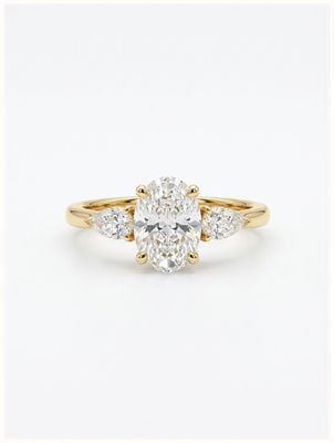 James Moore & Co 18ct Yellow Gold Lab Grown Oval And Pear Trilogy Ring 1.85ct J31981