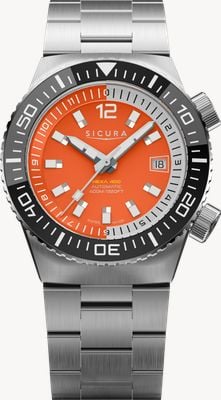 Sicura Hexa 400 Automatic Reissue (40mm) Matte Orange Dial / Stainless Steel Bracelet Watch H400.SS.A.40ATM.03.SS
