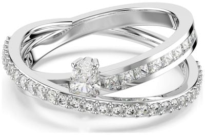 Swarovski Hyperbola Ring White Crystals Rhodium Plated Size 55 5691231