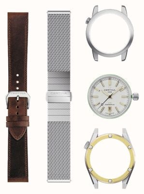 Certina DS+ Automatic Set (37.4mm) White Dial / Interchangeable Bezel and Quick-Release Straps C0414071903101