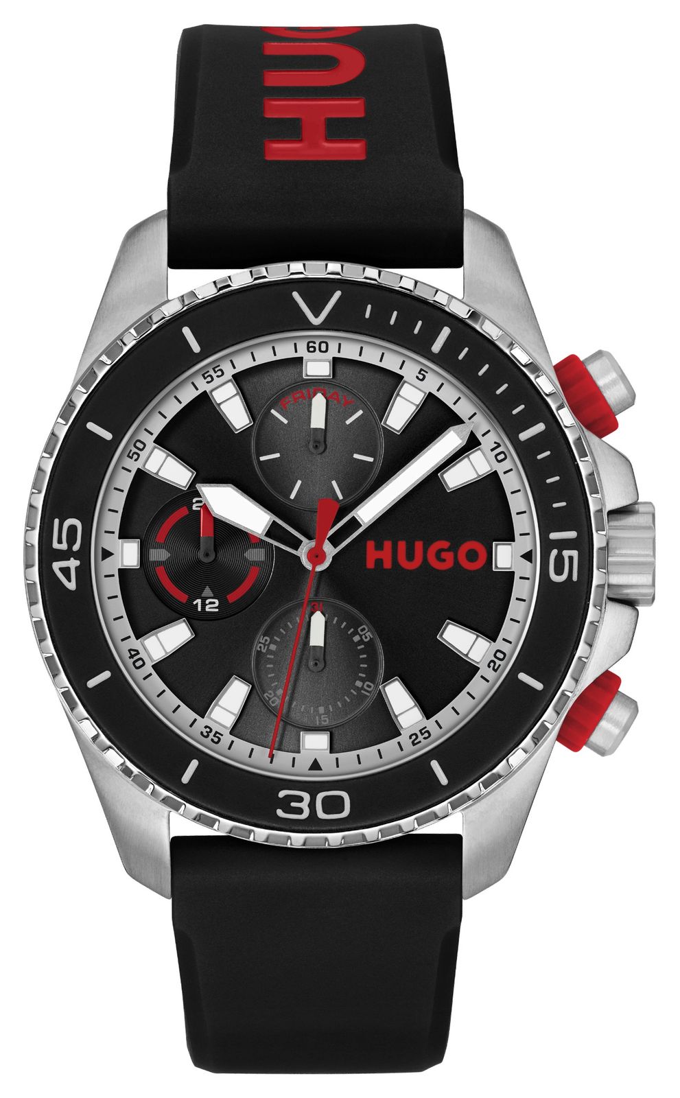 HUGO 1530427 #DIVE (44mm) Black Dial / Black Silicone Strap Watch