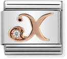 Nomination Classic Letter X 9ct Rose Gold & Steel Charm 430310/24