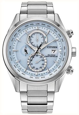 Citizen Eco-Drive Radio Controlled World Chronograph A.T (43mm) Light Blue Dial / Stainless Steel Bracelet AT8260-51M