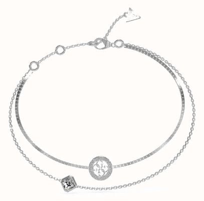 Guess Crystal Detail 4G Logo Charm Bracelet Silver JUBB04160JWRHL