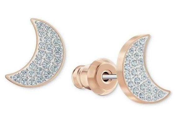 Swarovski 5523559 Swarovski Moon Pierced Earrings, Rose Gold Jewellery