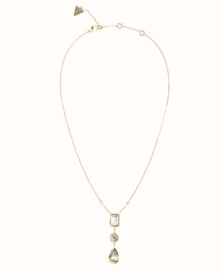 Guess 4G Light Ladies Gold Tone Crystal Drop Necklace UBN05234YG