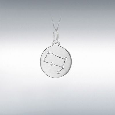 IBB Sterling Silver Rhodium Plated Gemini Cubic Zirconia Star Sign Constellation Disc Pend 8.68.5719