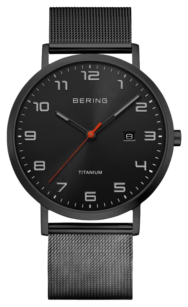 Bering 18640-122 Titanium Quartz (40mm) Black Sunray Dial / Watch