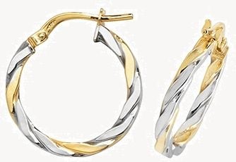Treasure House 9ct Yellow And White Gold 2 Tone Twist Hoop Earrings ER1041YW-15