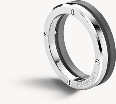 Herbelin Newport Duo Ring - Brushed And Polished Stainless Steel - 7mm