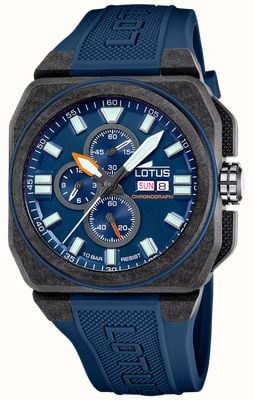 Lotus Carbon Fiber Square Chrono (45.4mm) Dark Blue Dial / Dark Blue Rubber Strap L18976/3