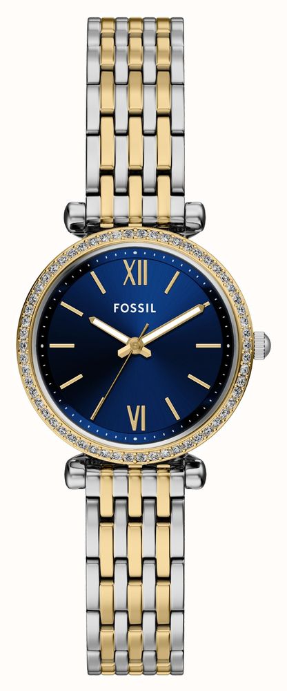 Fossil Women's Carlie (28mm) Blue Dial / Two-Tone Stainless Steel ...