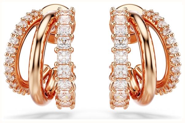 Swarovski Hyperbola Hoop Earrings White Crystals Rose Gold-Tone Plated 5698702