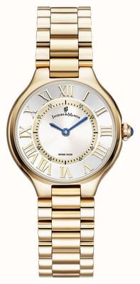 Jacques Du Manoir Celine Two-Hand Quartz (29mm) Silver Sunray Dial / Gold PVD Stainless Steel Bracelet JWL06004