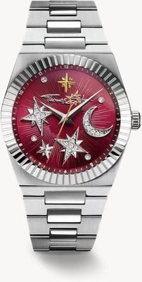 Thomas Sabo Moon And Stars Quartz (39mm) Red Sunray Dial / Stainless Steel Bracelet WA0466-201-212-39