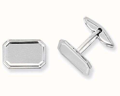 James Moore TH Sterling Silver Plain Rectangular Cufflinks G9026