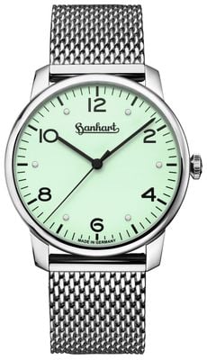 Hanhart PIONEER Silva Pistachio (38.5mm) Pistachio Green Dial / Milanese Mesh Stainless Steel Bracelet 782.290-9428