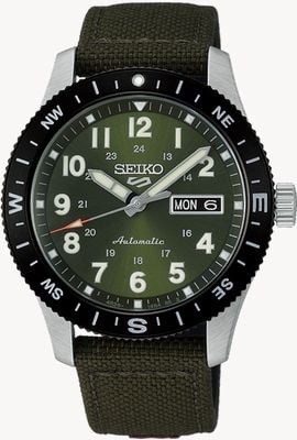 Seiko 5 Sports Field In Fatigue Green (41mm) Green Sunray Dial / Dark-Green Nylon Strap HDB008K1