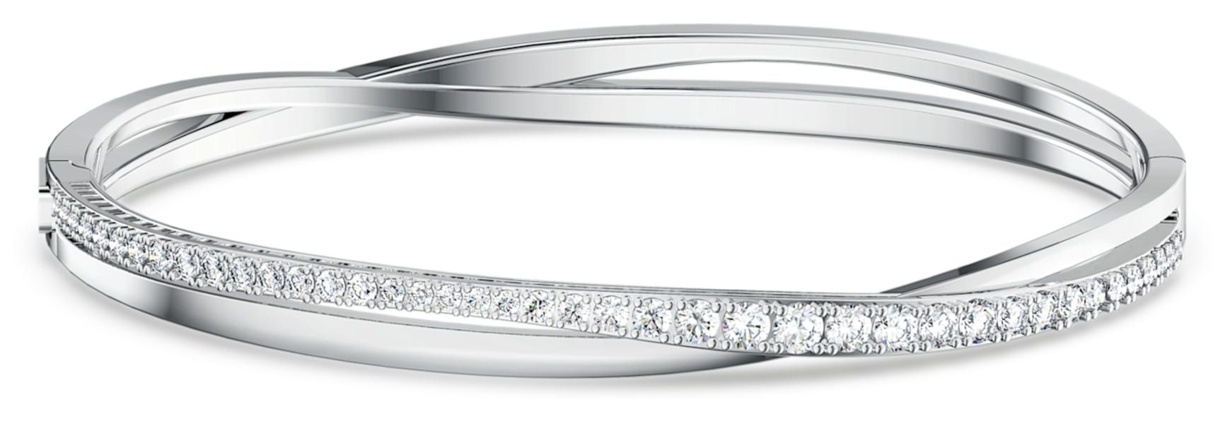 Swarovski 5572726 Twist Bangle Rhodium Plated White Crystals Jewellery