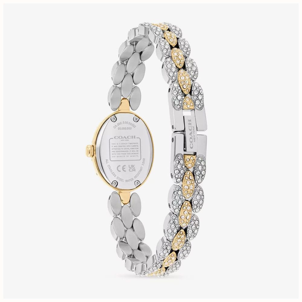 Coach Ladies Sammy Mother of Pearl Dial Crystal Oval Two Tone Bracelet Watch 14504741 - alternate view 3
