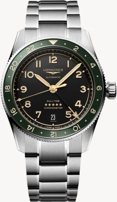 LONGINES Spirit Zulu Time GMT Automatic (39mm) Black Dial / Stainless Steel Bracelet L38024636