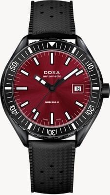 DOXA SUB 200 II Redcoral (44mm) Red Sunray Dial / Black Vintage-Inspired Rubber Strap 795.70.161.20