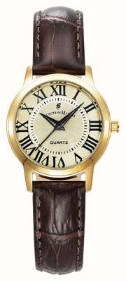 Jacques Du Manoir Genesis Three-Hand Quartz (28mm) Gold Dial / Brown Leather Strap JWL04904