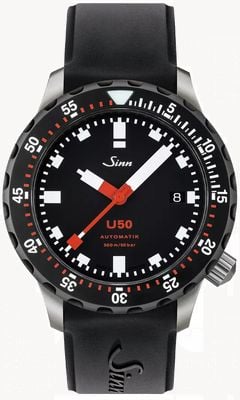 Sinn U50 SDR TEGIMENT Black Silicone Strap Watch 1050.050 SILICONE