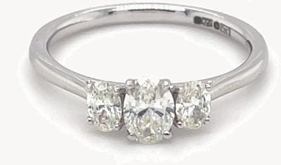 Platinum Oval Diamond 3 Stone Ring 0.69ct Total SR150