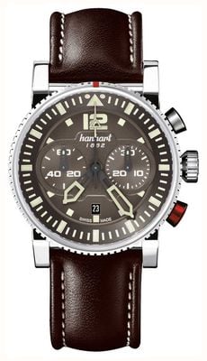 Hanhart PRIMUS Pilot Automatic Chronograph (44mm) Brown Dial / Dark Brown Leather Strap - M 740.280-0120