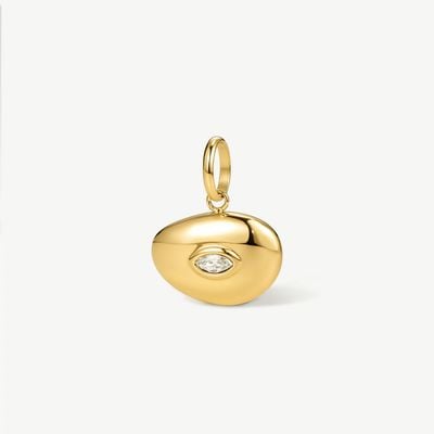 D.LOUISE Gold Tone Evil Eye Pebble Pendant CH-56