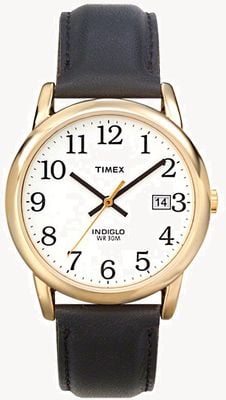 Timex Easy Reader INDIGLO (35mm) White Dial / Black Leather Strap T2H291