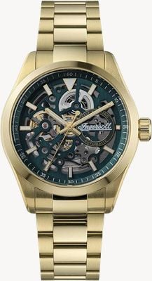 Ingersoll THE DECK Automatic (40mm) Green Skeleton Dial / Gold PVD Stainless Steel Bracelet I18402