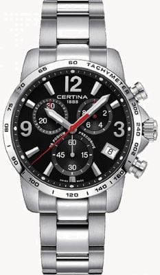 Certina DS Podium 1/10 sec Chronograph (41mm) Black Dial / Stainless Steel Bracelet C0344171105700