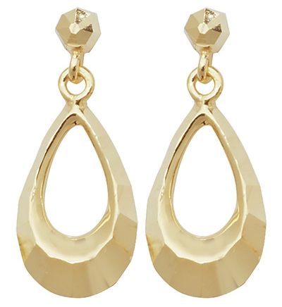 James Moore TH ES452 9k Yellow Gold Oval Drop Stud Earrings Jewellery