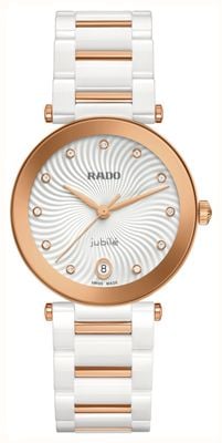 RADO LaCoupole Diamond Quartz (31mm) White Wave Dial / White High-Tech Ceramic & Rose-Gold PVD Bracelet R22240703