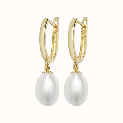 James Moore TH 9k Yellow Gold Drop Pearl Earrings ER1143