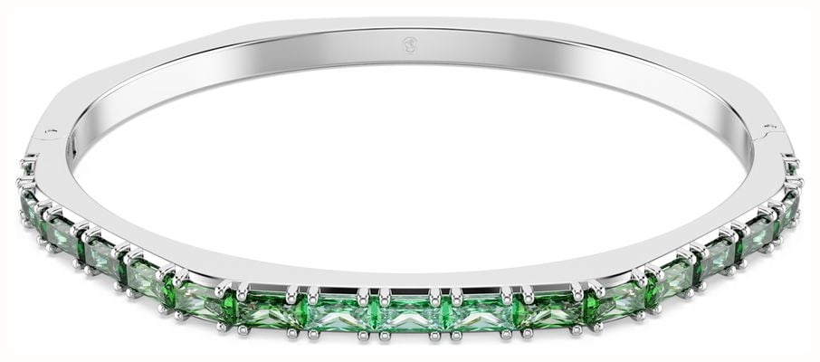 Swarovski Matrix Bangle Baguette Cut Green Crystals Rhodium Plated Size Small 5708110