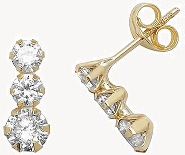 9k Yellow Gold Cubic Zirconia Drop Earrings ES375