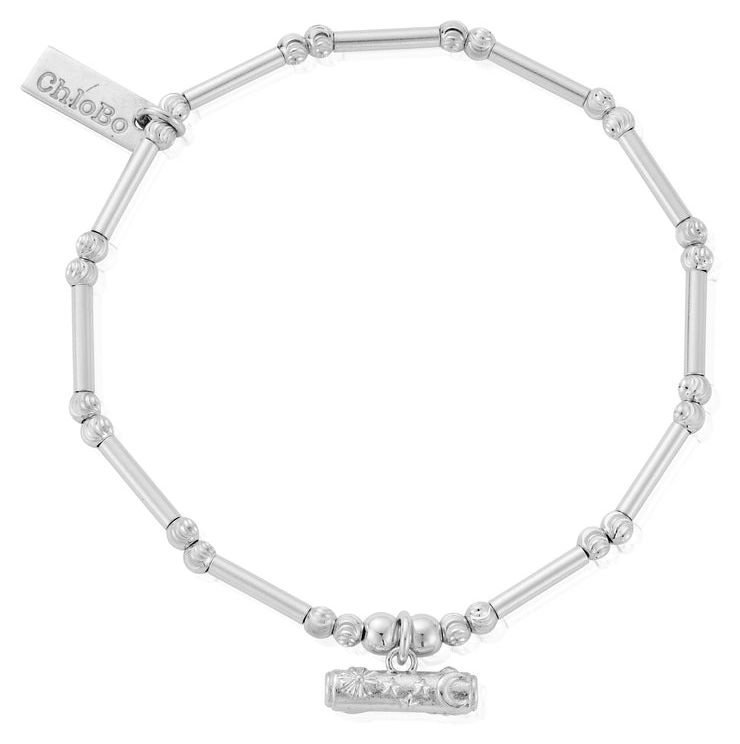 ChloBo SBMCTN3554 Dainty Moon Cut Sparkle T-Bar Bracelet Jewellery