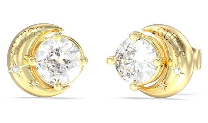 Guess UBE06233YG Aurora Gold-Tone Crecent Stud Earrings Jewellery