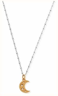 ChloBo Gold And Silver Delicate Cube Chain Starry Moon Necklace GMNDC3087