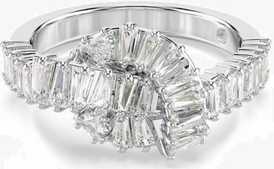 Swarovski Matrix Ring Baguette Cut, Knot, White, Rhodium Plated - Size 52 (L) 5727119
