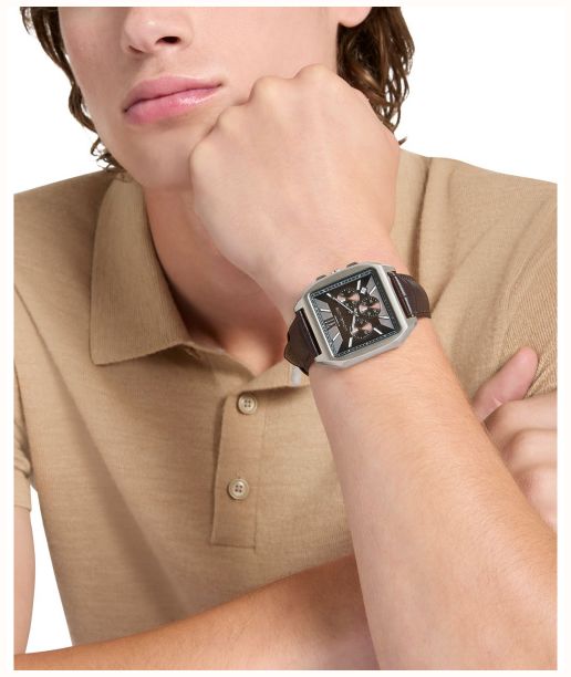 Michael Kors Hayes Brown Dial With Chronograph and Brown Leather Strap MK9300 - alternate view 3